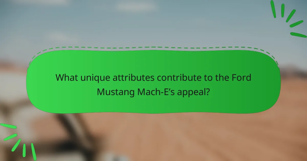What unique attributes contribute to the Ford Mustang Mach-E’s appeal?